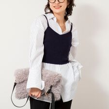 《手洗い可能》モヘヤ混片畦ビスチェ