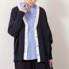【一部WEB限定カラー】《手洗い可能》スムース編みVネックカーディガン