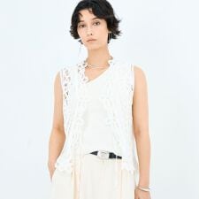 《手洗い可能》バテンレースジレ