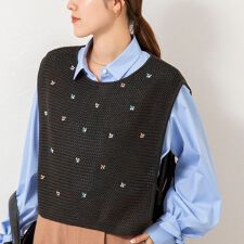 《手洗い可能》ビジュー付ベスト