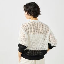 《手洗い可能》テープメッシュ編Vネックカーディガン