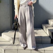 《セットアップ対応》ウォッシャブルドライシャークタックワイドパンツ