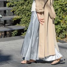 45th limited editionウォッシャブルメタリックマチ入りマキシスカート