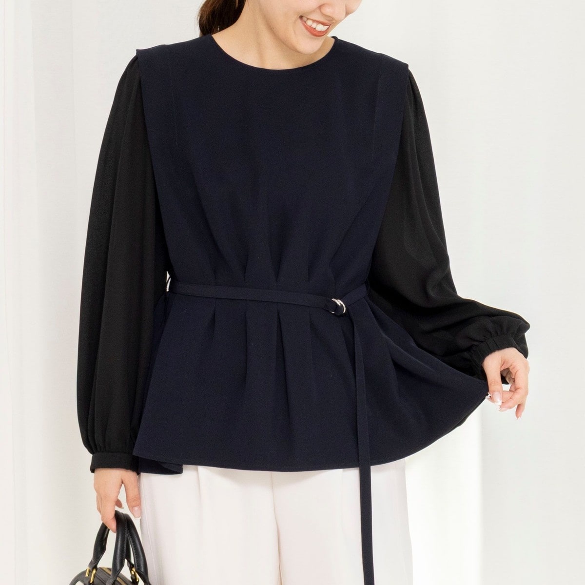 新品 NOLLEY'S ウォッシャブルダブルクロスブラウス  ノーリーズ ノーリーズ NOLLEY'S 《セットアップ対応》ウォッシャブルダブルクロス