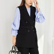 《セットアップ対応》ウォッシャブルダブルクロスジレ