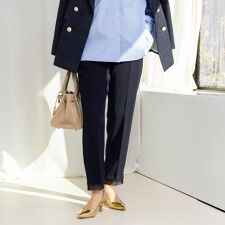 《セットアップ対応》ウォッシャブルダブルクロススリムパンツ