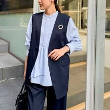 《セットアップ対応》ウォッシャブルジョーゼットフリル付きマルチWAYジレ