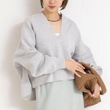 《手洗い可能》《アンサンブル対応》スウェットライクニットプルオーバー