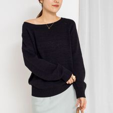 《手洗い可能》ボートネックプルオーバーテープヤーン