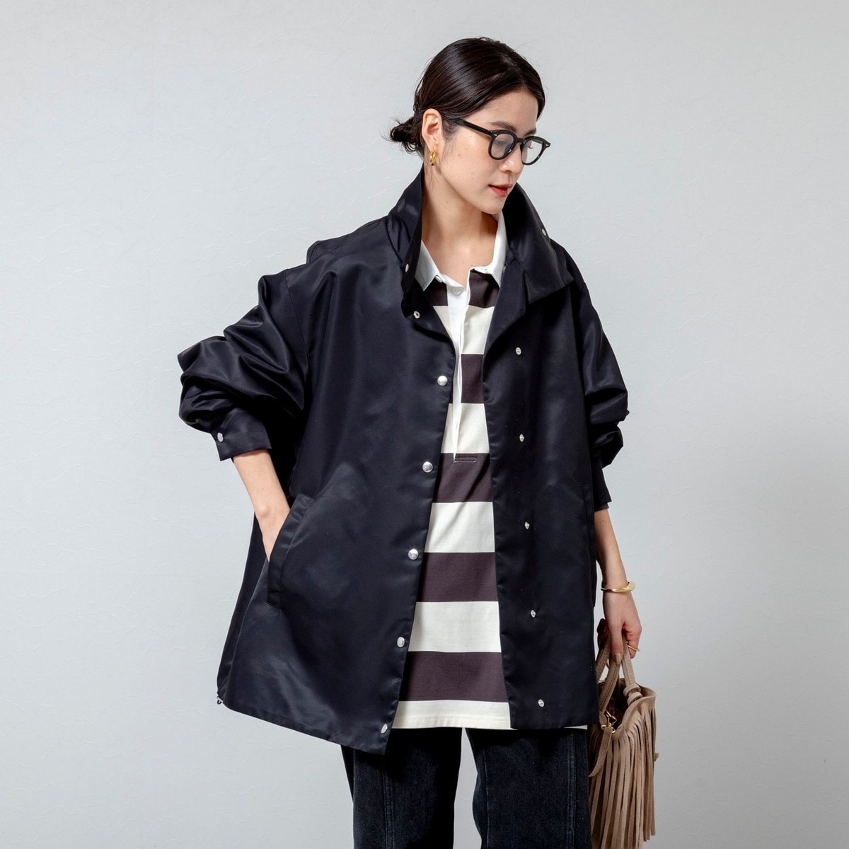 ラスト1点】ローズ刺繍ビッグカラーオーバーコート | アンアナザー