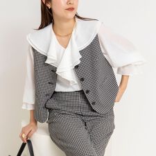 《セットアップ対応》ウォッシャブルビーチェックベスト
