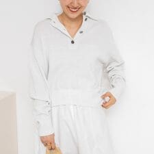 《手洗い可能》ギマコットンポロ襟プルオーバー