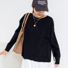 《手洗い可能》トレーナー風プルオーバーサイドZIP