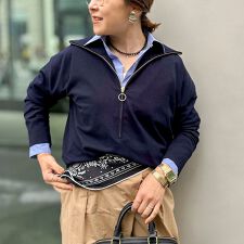 《手洗い可能》ハーフZIPプルオーバー