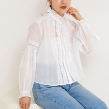 【MARILYN MOON】sheer starched cotton lace frilled ブ