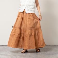 【MARILYN MOON】sheer starched cotton lace tieredスカー