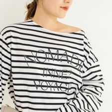 【WEB限定】ウォッシャブルボーダープリントロンTee