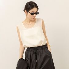 《セットアップ対応》【MAQWEL/マクウェル】ウォッシャブルサテンノースリーブ