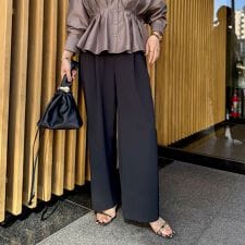 《セットアップ対応》ウォッシャブルイージーツイルセミワイドパンツ