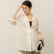 《セットアップ対応》【MAQWEL/マクウェル】ウォッシャブルサテンシャツ