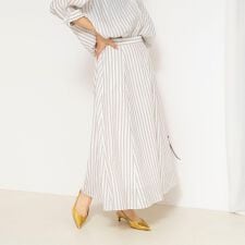 《セットアップ対応》ウォッシャブルストライプフレアスカート