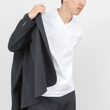 《ビジカジ対応》シルケットスムース VネックドレスTシャツ 26SS