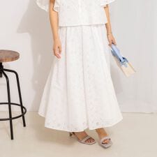 《セットアップ対応》ウォッシャブルレースフレアスカート