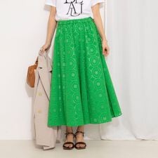 《セットアップ対応》ウォッシャブルレースフレアスカート