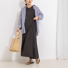 ウォッシャブル布帛切り替えワンピース