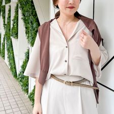 《セットアップ対応》ウォッシャブルエアリージョーゼットショートシャツ