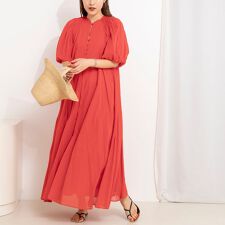 ウォッシャブルハンドスモックバルーン袖ワンピース