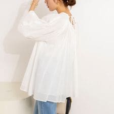 ウォッシャブルハンドスモックバルーン袖ブラウス
