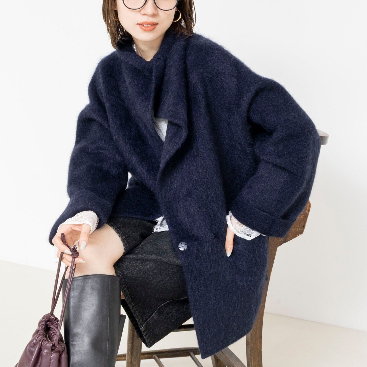お値引き中 45r*pm　春 Cottonニットコート。 ヤクリバー風ニットコート | リエミラー(Rie Miller) | マルイウェブ