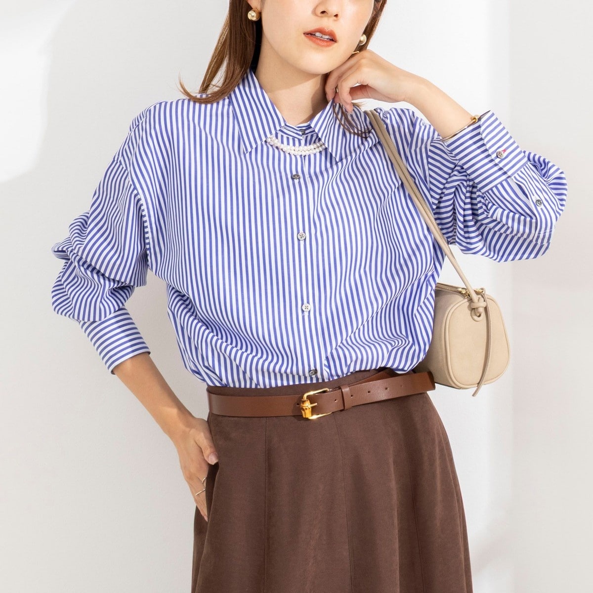 ハーヴェルスタジオ ベーシックシャツ　新品 ウォッシャブルストライプベーシックシャツ | ノーリーズ(NOLLEY'S
