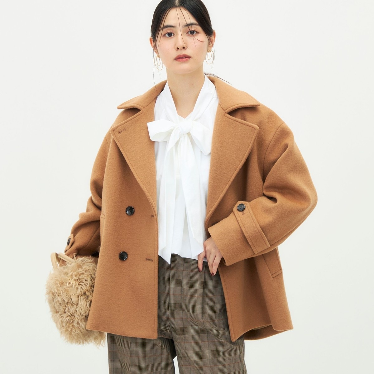 【まりも】カシミヤ30％混　ダブルブレストコート＆ノーカラージャケット 一部WEB限カラー】ウールカシミヤダブルブレストコート | ノーリーズ
