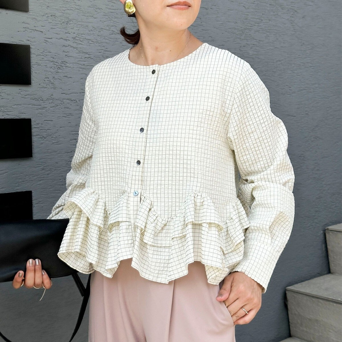 新品 nunuformeヌヌフォルムドルマンワイドチェックシャツ ブラウス 