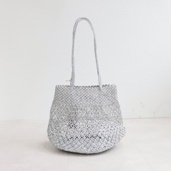 BAGMATI／バグマティ】メタリックマクラメ ラウンドバッグ