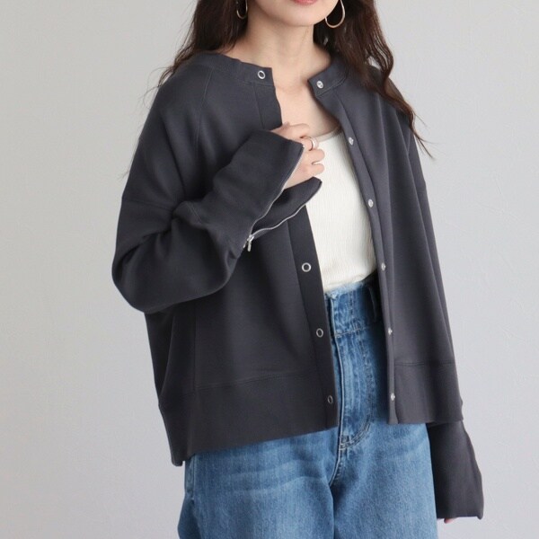 fredy emue フレディ＆グロスター ポンチ袖口ジップカーディガン fredy emue - fredy emue フレディ＆グロスター ポンチ袖口ジップ