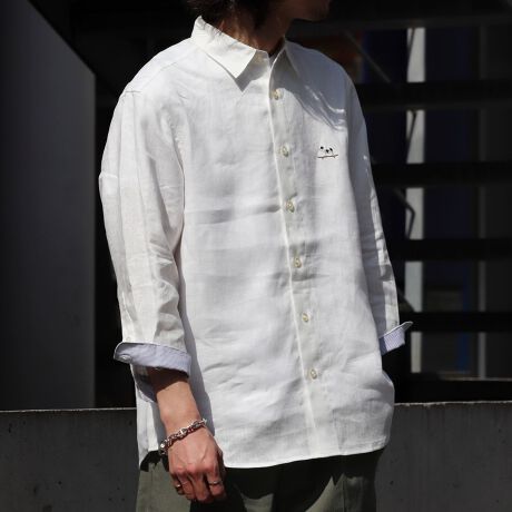 Gauze#/ 総柄 七分袖シャツ リネン（リネン混7分袖シャツ[LA35-13S002  