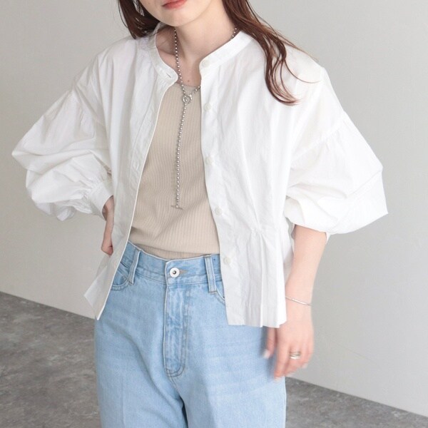 fredyemueフレディエミュ】クロプトバンドカラーシャツブルゾン fredyemueフレディエミュ】クロプトバンドカラーシャツブルゾン