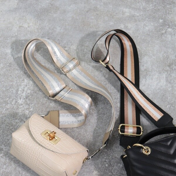 HERMES ストライプストラップ ブラック/ホワイト　ショルダーストラップ HERMES ストライプストラップ ブラック/ホワイト ショルダー