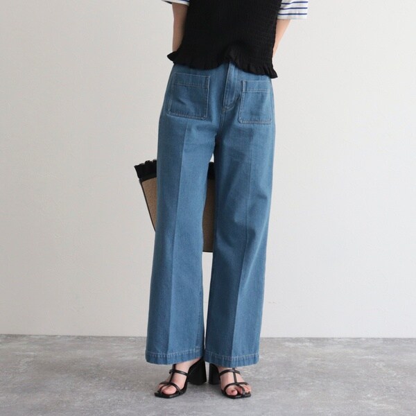 デニムポケ付きセミフレアパンツ | フレディ＆グロスター