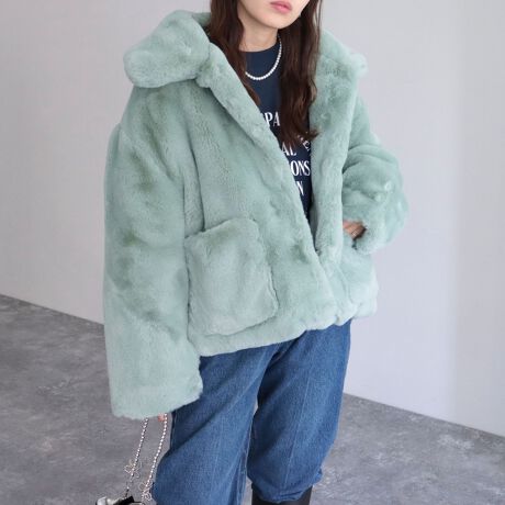 JAKKE・ジャッキー / フラワー柄フェイクファーコート（WEB限定 