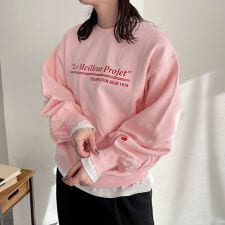 ハート刺繍ボリューム裏毛プルオーバー
