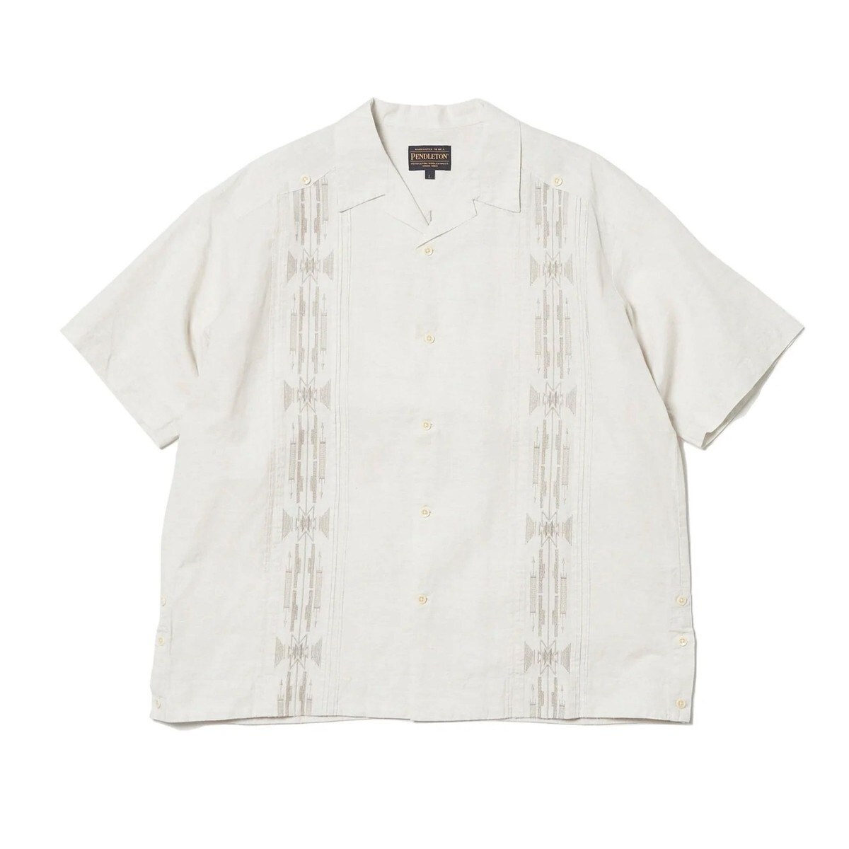 PENDLETON キューバシャツ 刺繍 ベージュ L 限定展開】【PENDLETON/ペンドルトン】EMBオープンカラーシャツ