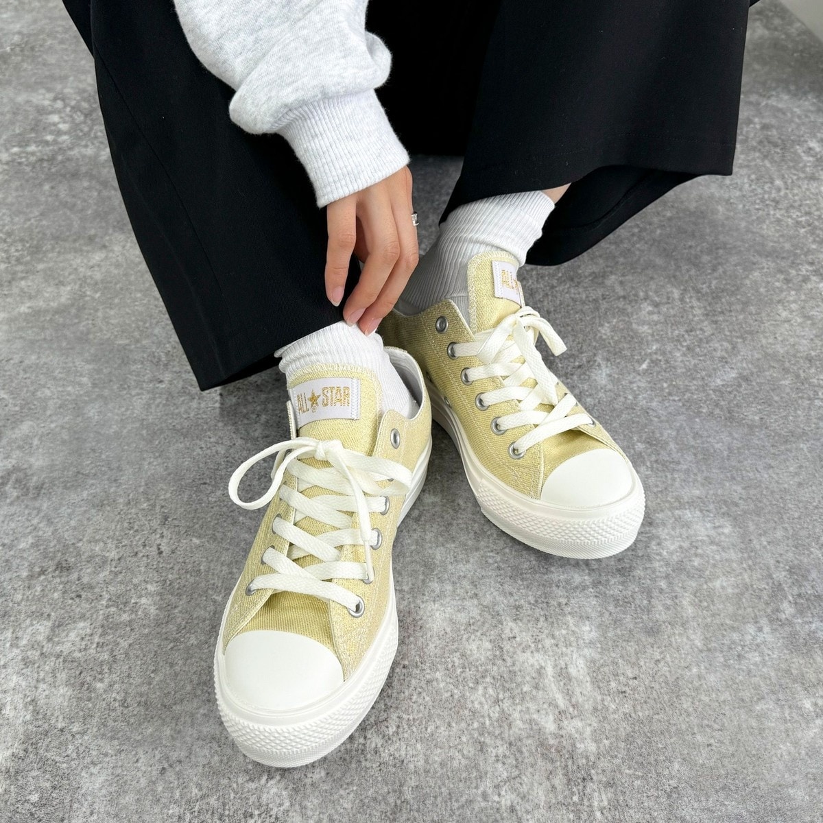 converse ハイカット キラキラ グリッター 23.5 新しき