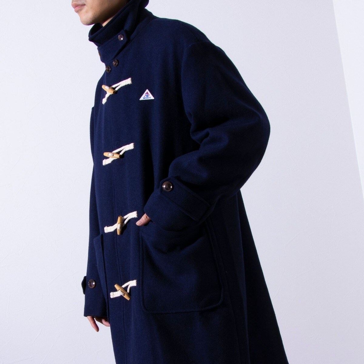 GEVACO/ゲバコ】メルトン ダッフルコート ワンポイントロゴ スタンド