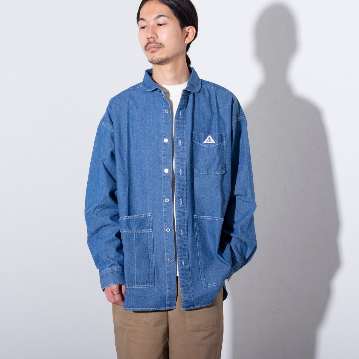GEVACO/ゲバコ】デニムショールカラーワークシャツ カバーオール