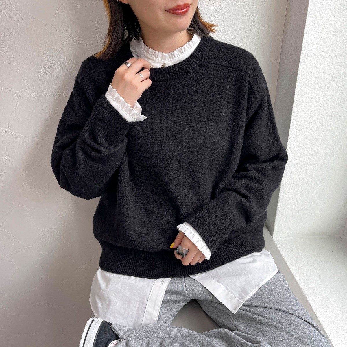 FR刺繍バンドカラーフリルブラウス | フレディ＆グロスター