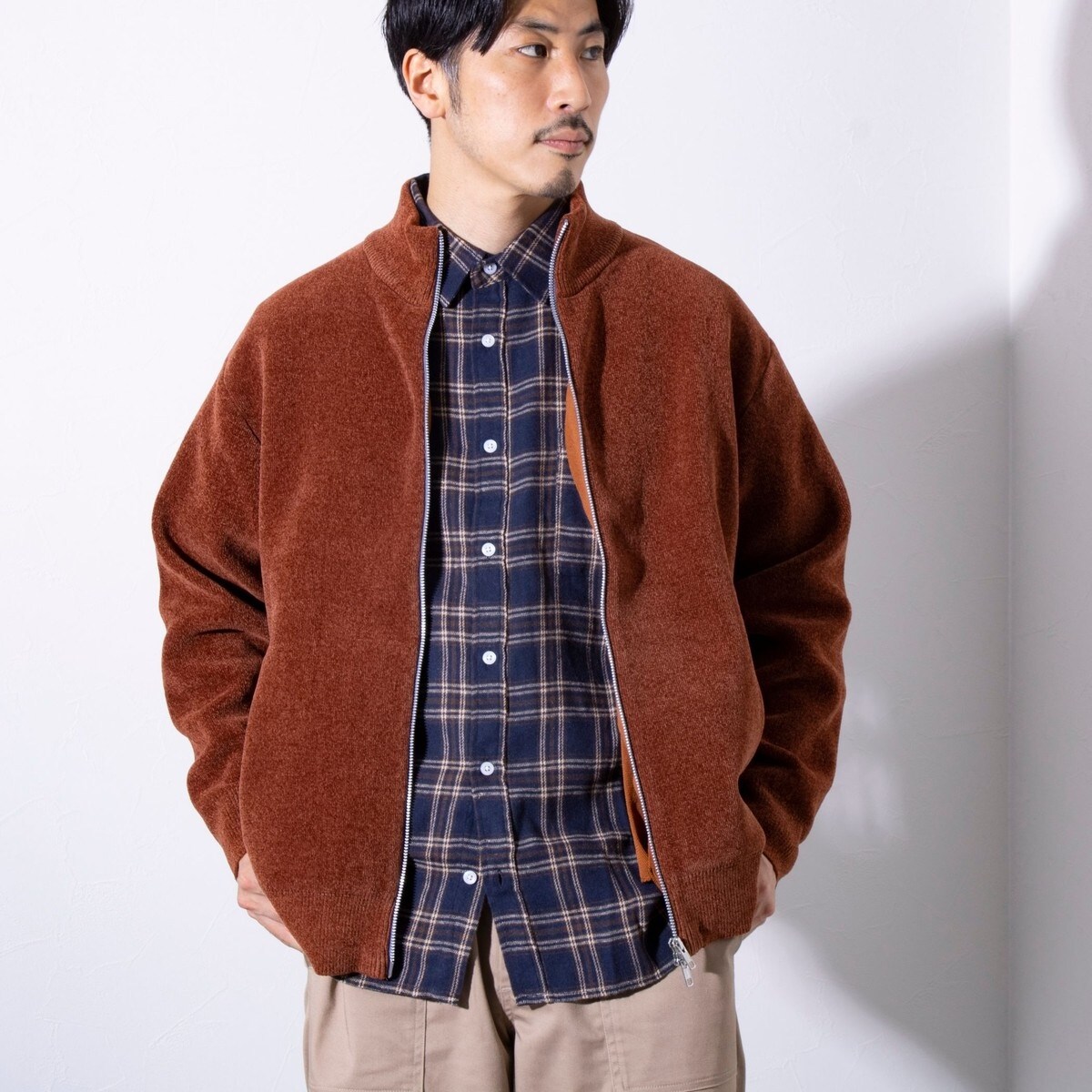 モールWフェイスニットジレ GLOSTER/グロスター】モールWフェイス ジップアップ ハイネック